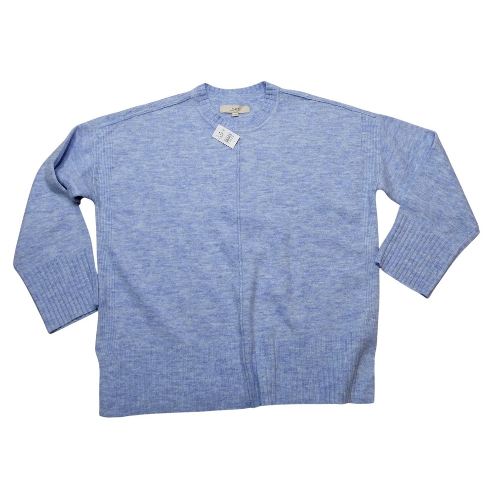 LOFT Sweater Womens Large Blue Acrylic Blend Crewneck Soft Stretch Knit Pullover